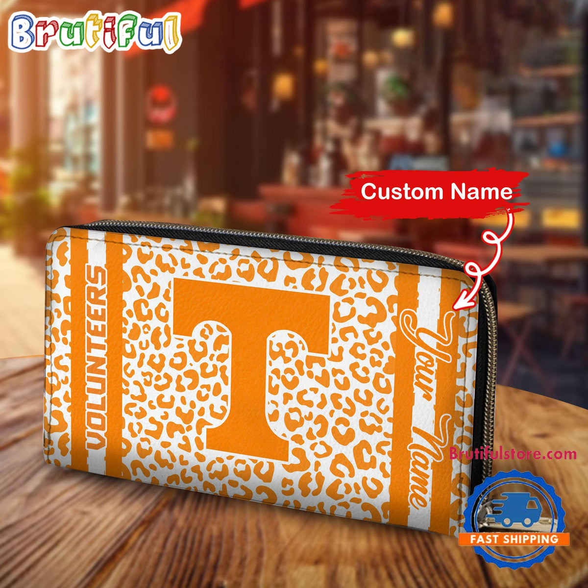 NCAA Tennessee Volunteers Leopard Women’s Zip Around Wallet, Sporty Women’s Wallet