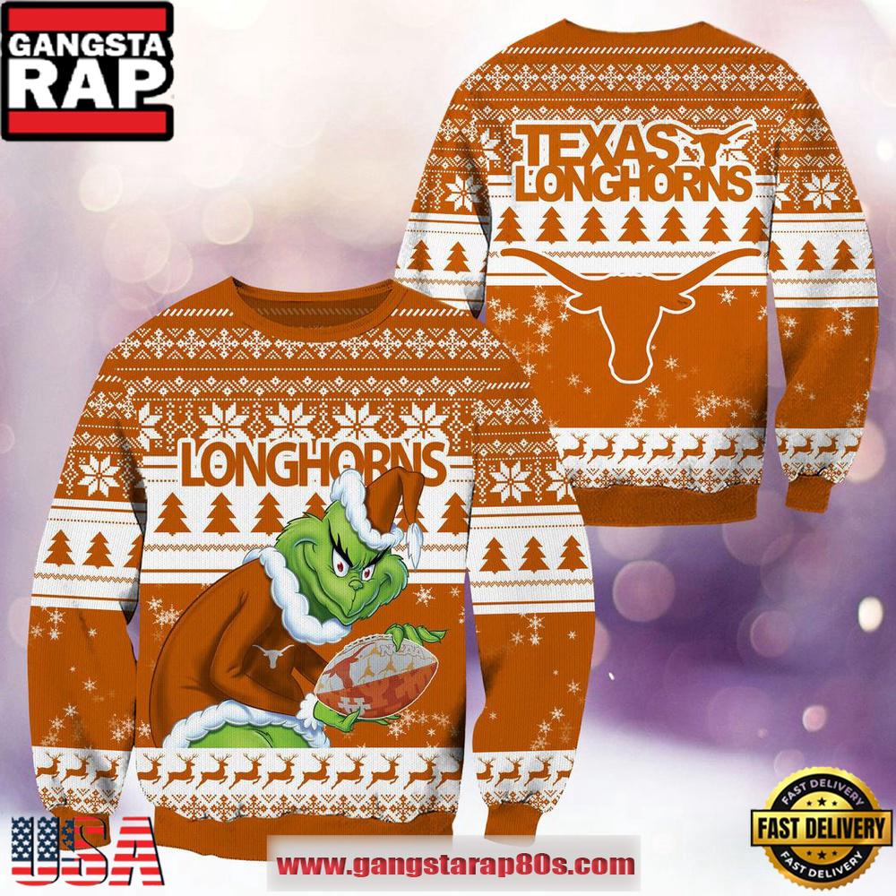 NCAA Texas Longhorns x Grinch New Design Ugly Xmas Sweater