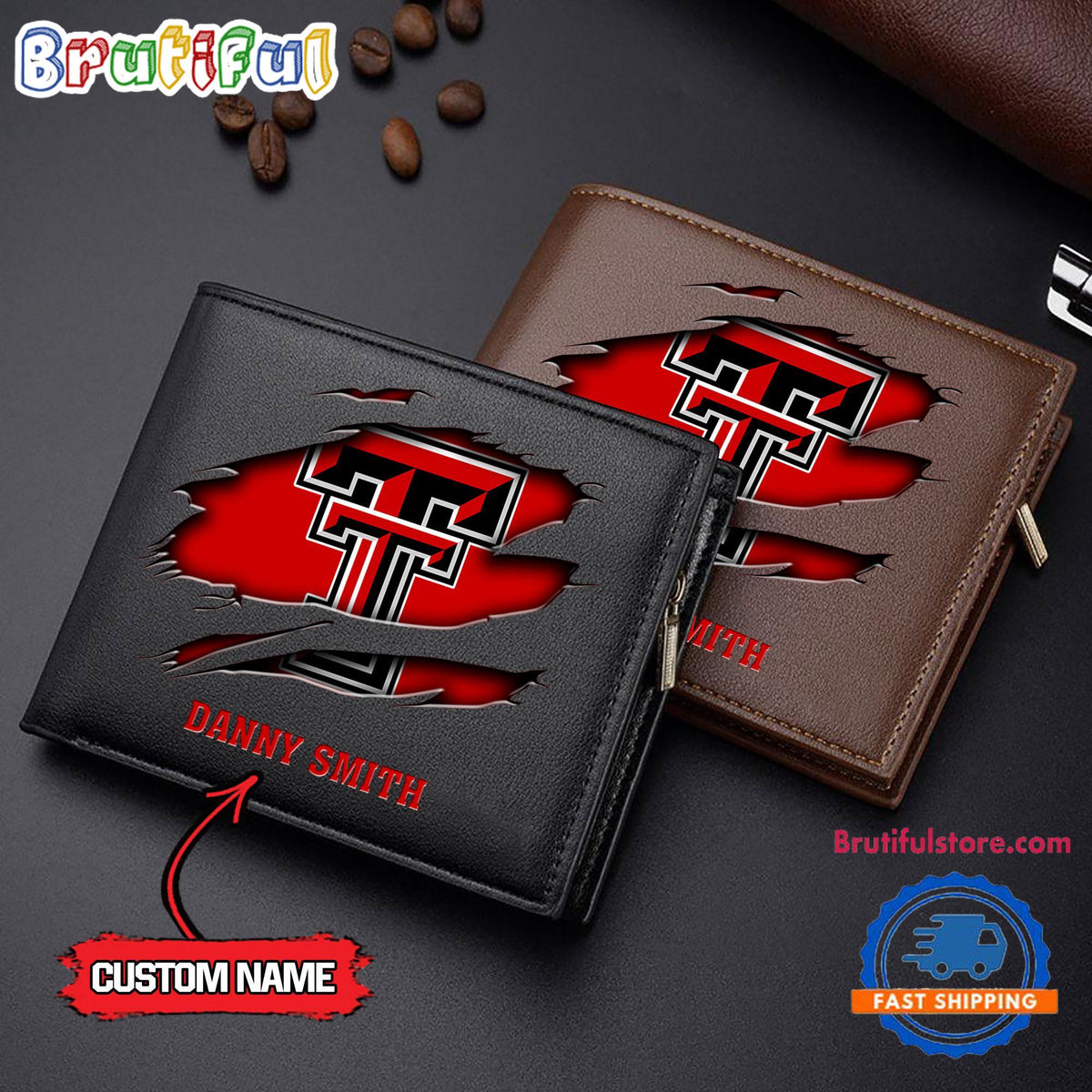 NCAA Texas Tech Red Raiders Sporty Custom Men’s Leather Wallet