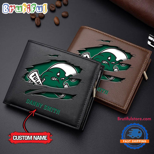 NCAA Tulane Green Wave Sporty Custom Men’s Leather Wallet
