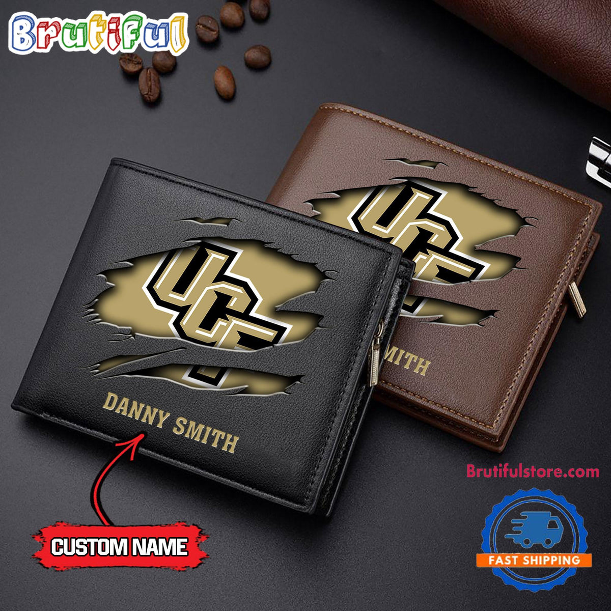 NCAA UCF Knights Sporty Custom Men’s Leather Wallet
