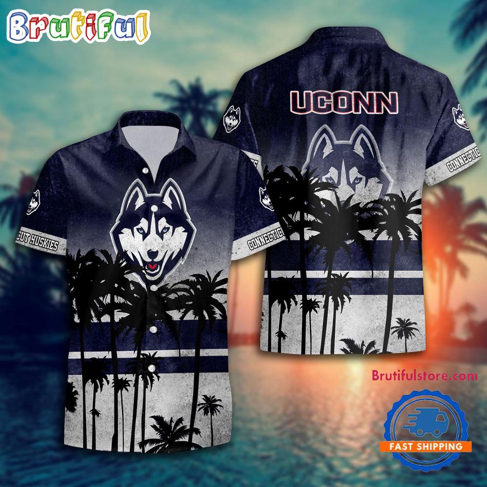 NCAA UCONN Huskies Palm Tree Tropical Summer Beach Hawaiian Shirt