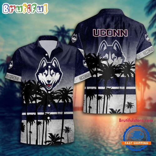 NCAA UCONN Huskies Palm Tree Tropical Summer Beach Hawaiian Shirt