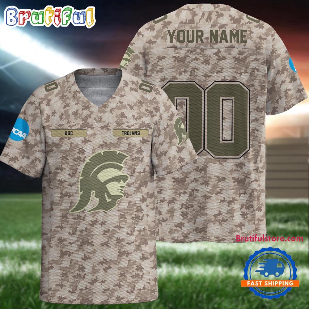 NCAA USC Trojans Camo Veterans Personalized Football Jersey