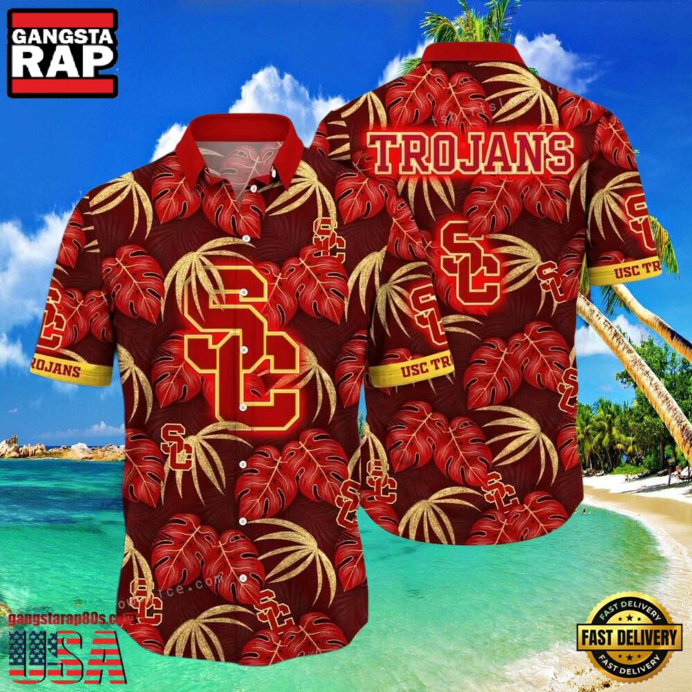 NCAA Usc Trojans Flower Hawaiian Shirt Outfit 3D Shirt, Personalized Usc Trojans Gifts