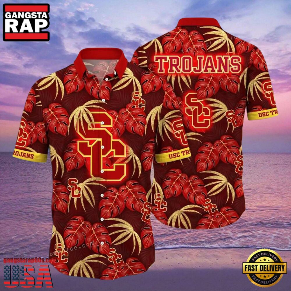 NCAA Usc Trojans Flower Hawaiian Shirt Outfit 3D Shirt, Personalized Usc Trojans Gifts