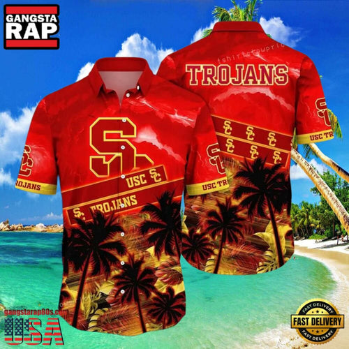 NCAA Usc Trojans Flower Hawaiian Shirt Outfit 3D Shirt, Unique Usc Trojans Football Gifts