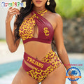 NCAA USC Trojans Leopard Pattern Summer Beach Women’s Bikini Set