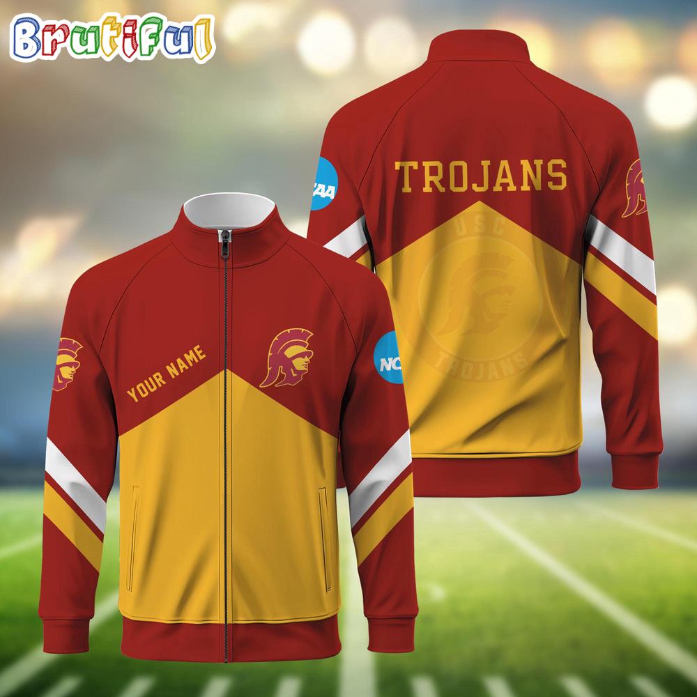 NCAA USC Trojans Sport Logo Team Personalized Standing Neck Zipper Jacket