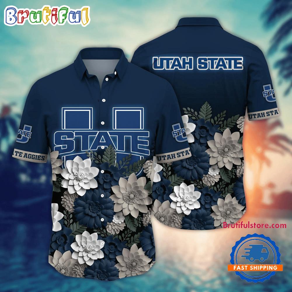 NCAA Utah State Aggies Flower Tropical Summer Beach Hawaiian Shirt