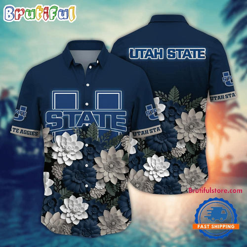 NCAA Utah State Aggies Flower Tropical Summer Beach Hawaiian Shirt