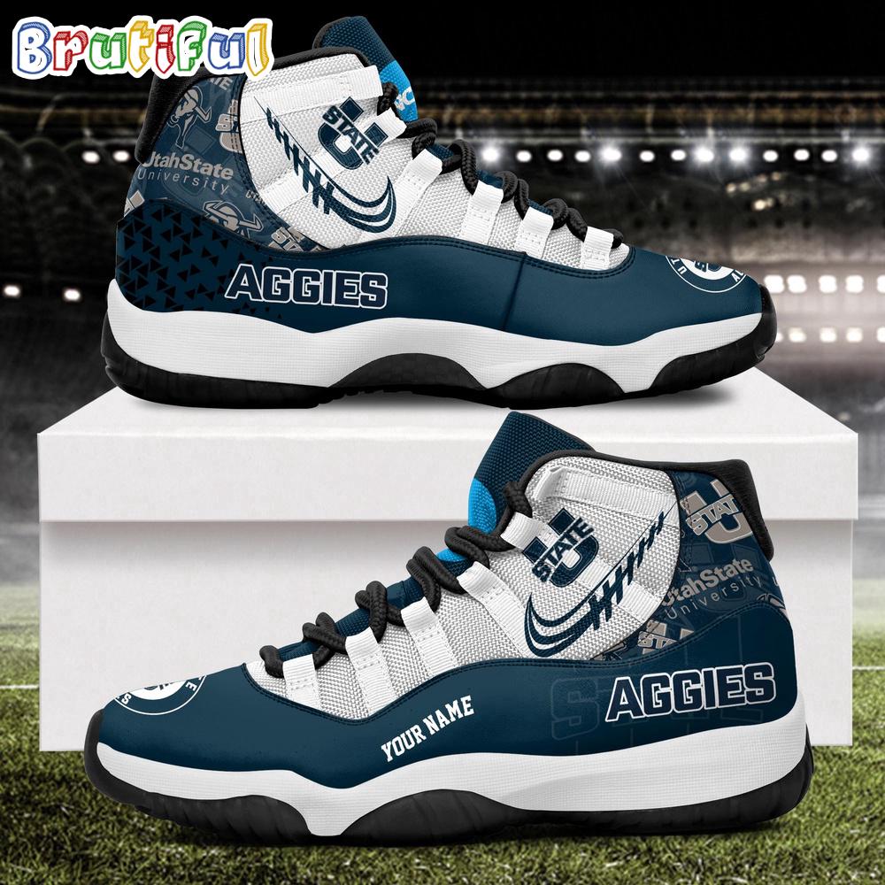 NCAA Utah State Aggies Sport Logo Team Personalized Air Jordan 11 Shoes