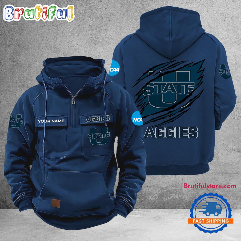 NCAA Utah State Aggies Sport Team Design Logo Name Cargo Hoodie