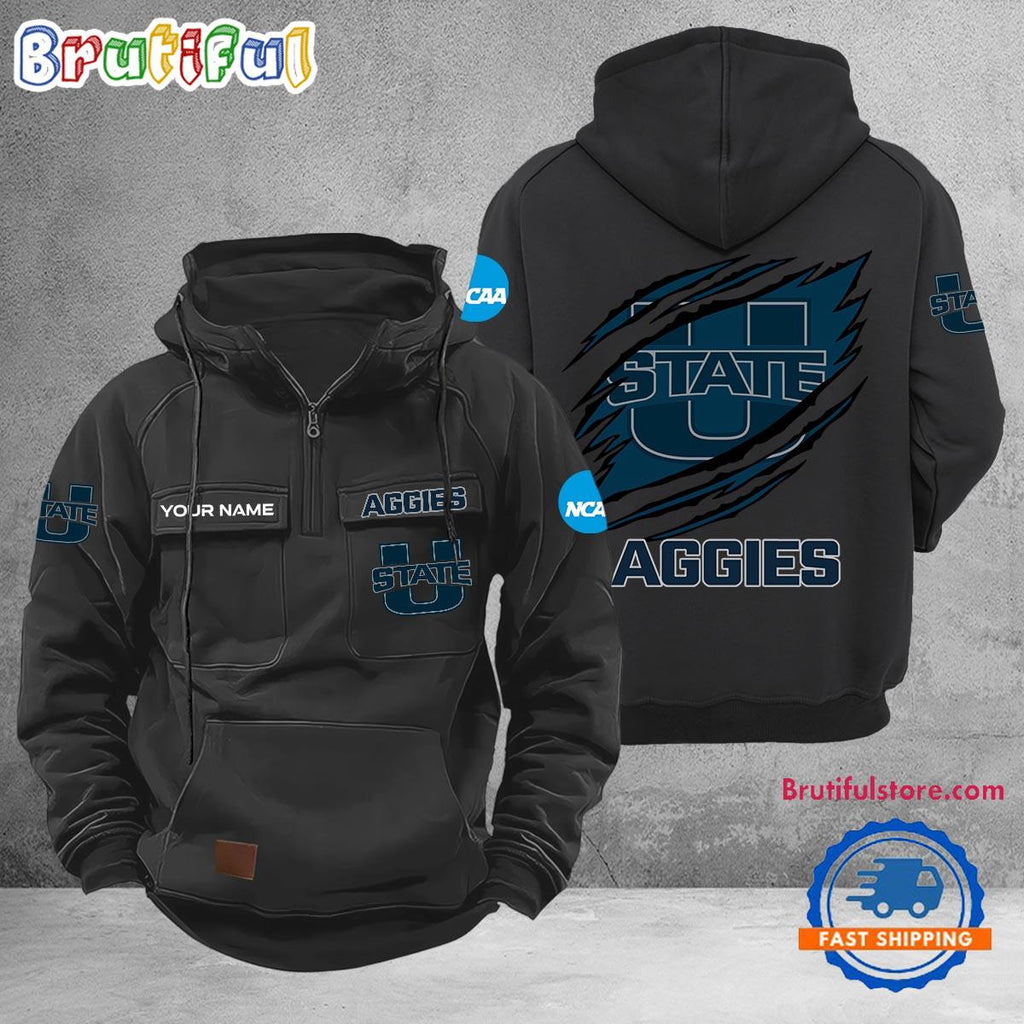 NCAA Utah State Aggies Sport Team Design Logo Name Cargo Hoodie