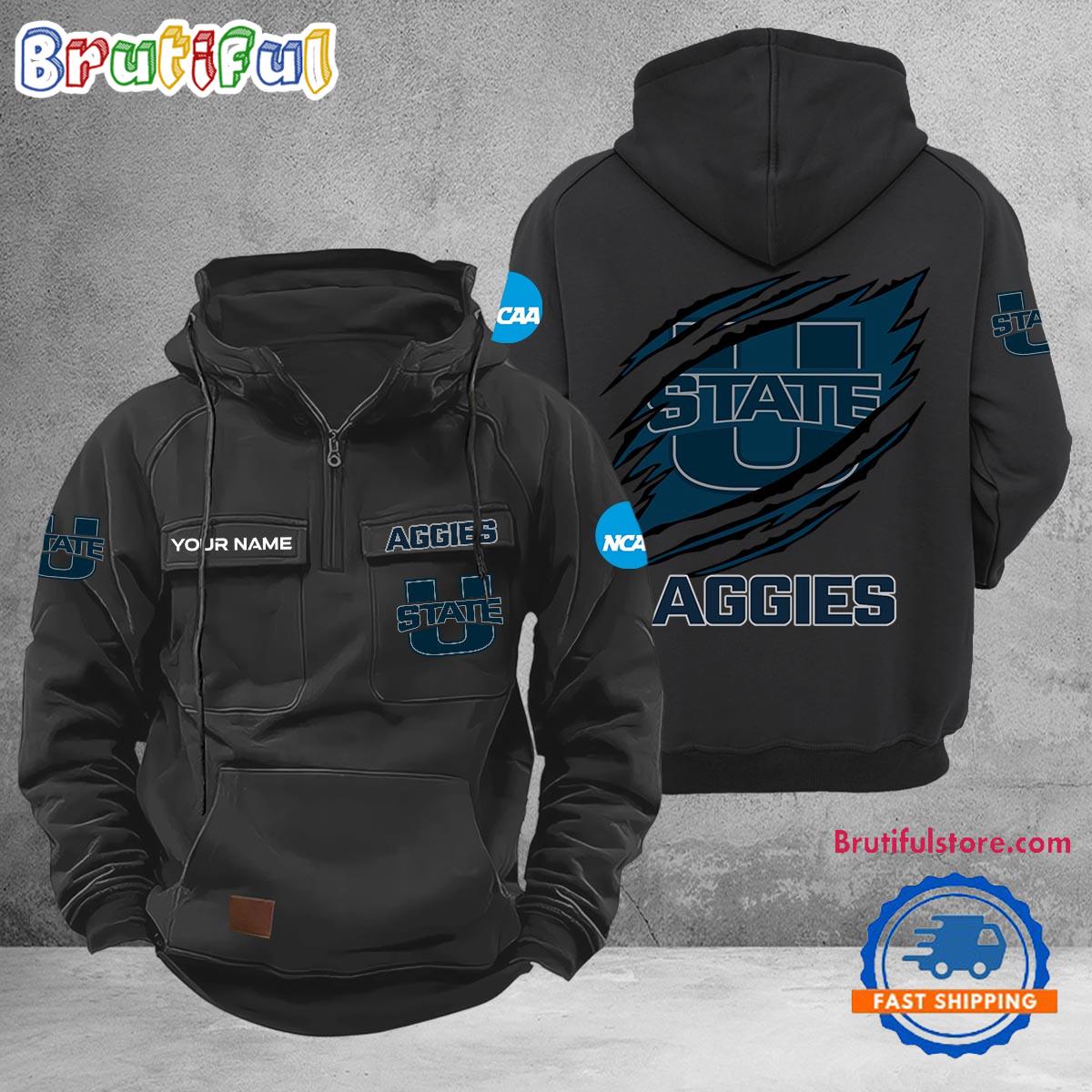 NCAA Utah State Aggies Sport Team Design Logo Name Cargo Hoodie