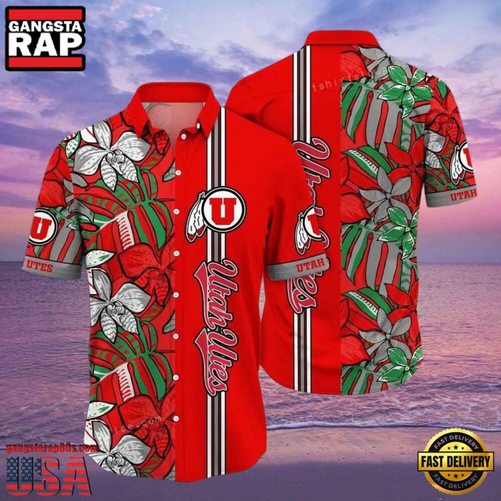 NCAA Utah Utes Flower Hawaiian Shirt 3D Shirt, Utah Utes Football Gifts
