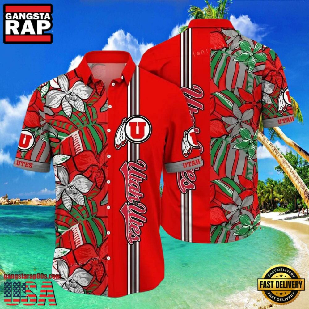 NCAA Utah Utes Flower Hawaiian Shirt 3D Shirt, Utah Utes Football Gifts