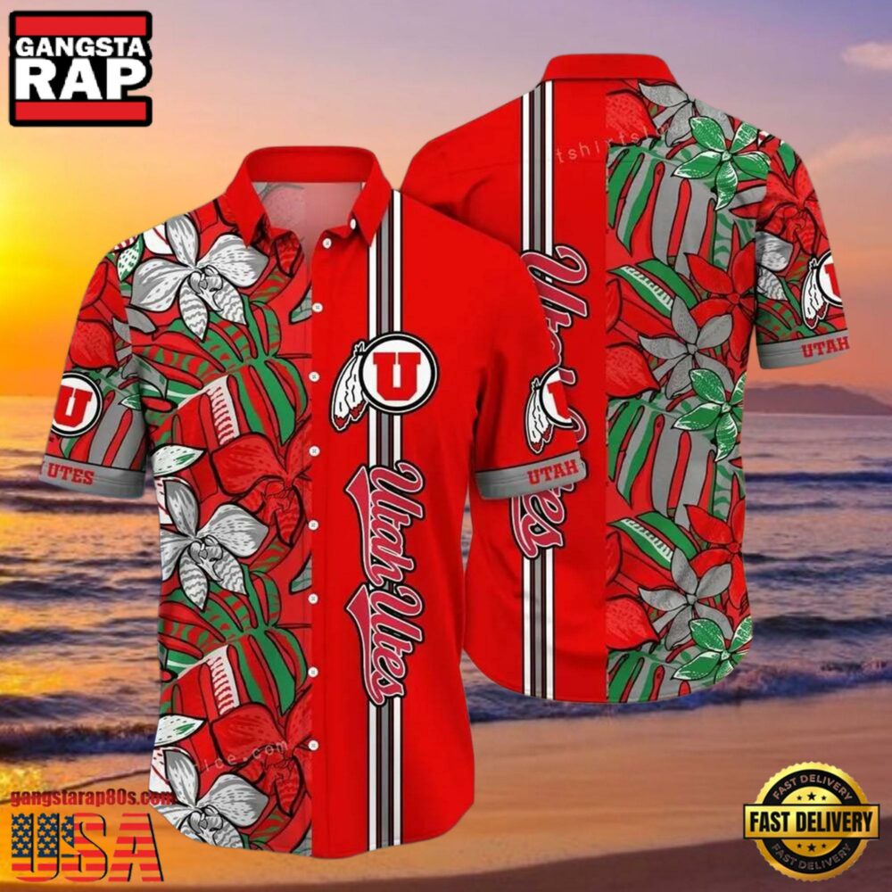NCAA Utah Utes Flower Hawaiian Shirt 3D Shirt, Utah Utes Football Gifts