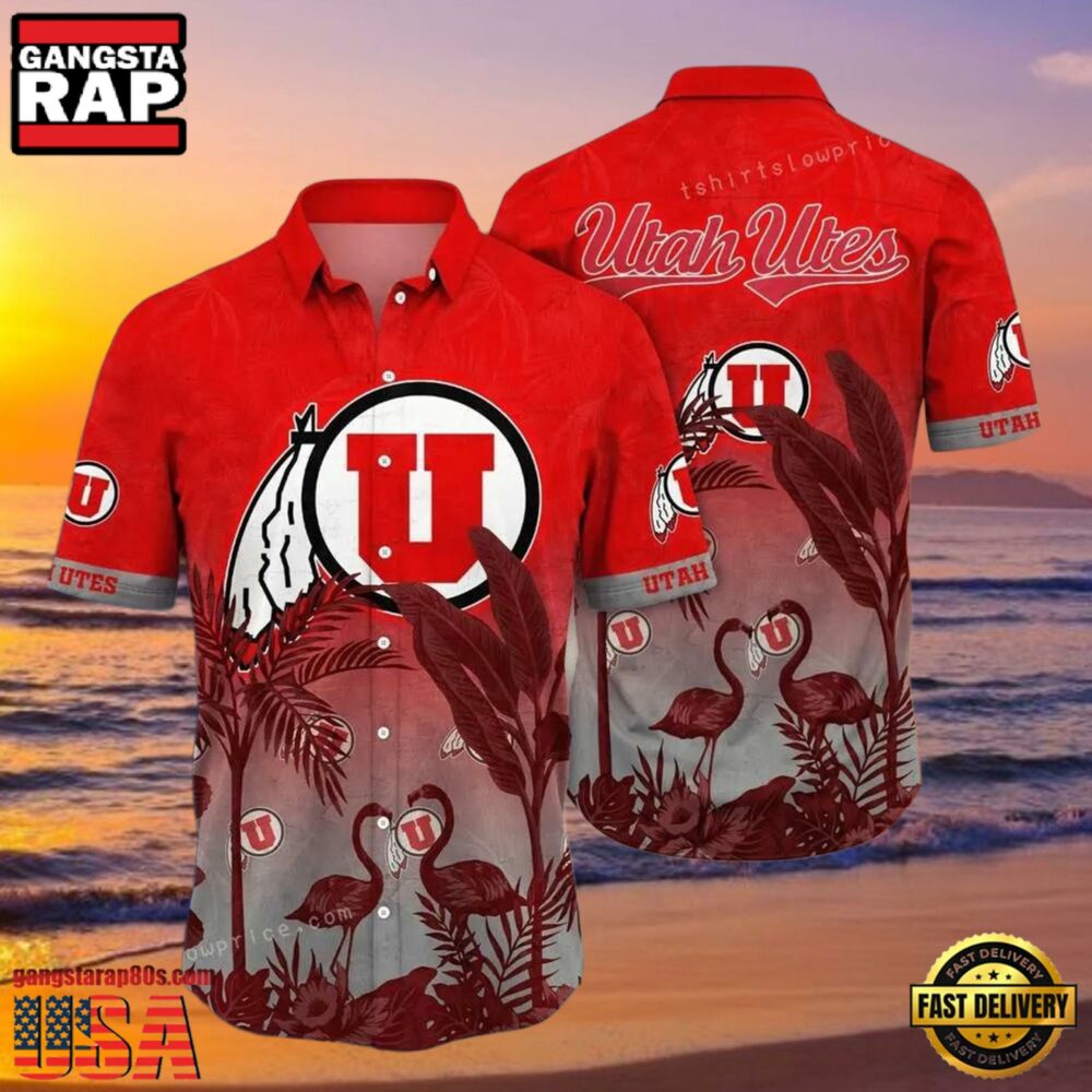 NCAA Utah Utes Flower Hawaiian Shirt 3D Shirt, Utah Utes Holiday Gifts