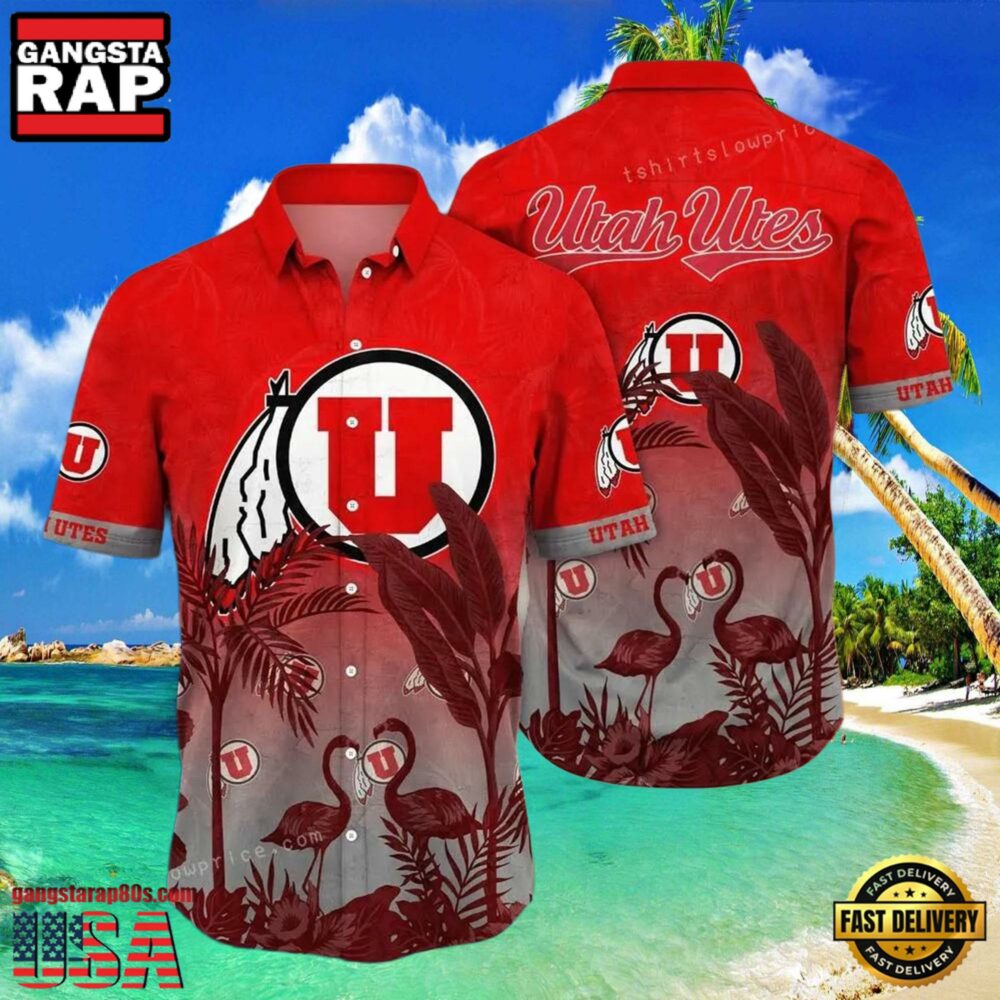 NCAA Utah Utes Flower Hawaiian Shirt 3D Shirt, Utah Utes Holiday Gifts
