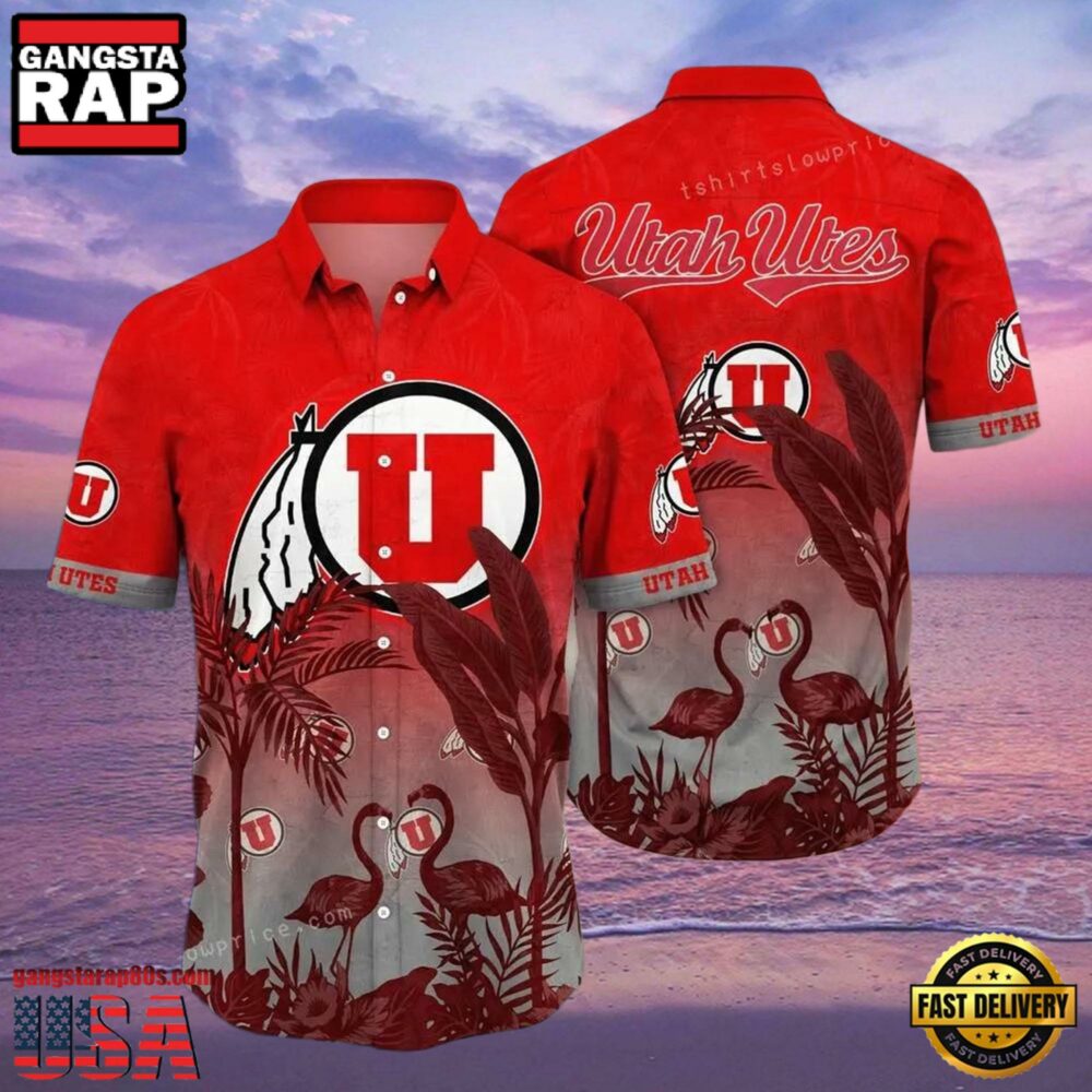 NCAA Utah Utes Flower Hawaiian Shirt 3D Shirt, Utah Utes Holiday Gifts