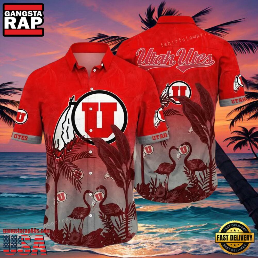 NCAA Utah Utes Flower Hawaiian Shirt 3D Shirt, Utah Utes Holiday Gifts