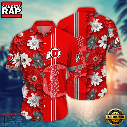 NCAA Utah Utes Flower Style Hot Summer Aloha Hawaiian Shirt