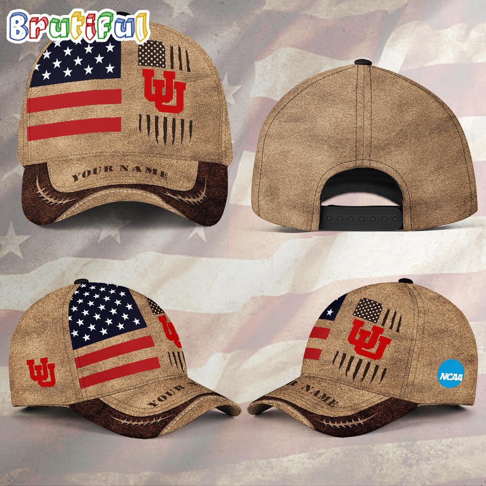 NCAA Utah Utes Sport Team Pesonalized American Flag Baseball Cap