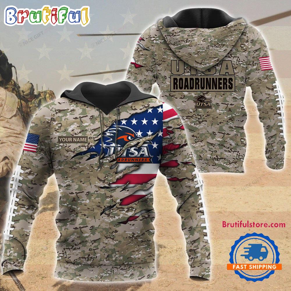 NCAA UTSA Roadrunners Military Veterans Camouflage Hoodie