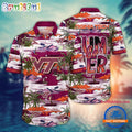NCAA Virginia Tech Hokies Flower Design Summer Beach Aloha Hawaiian Shirt