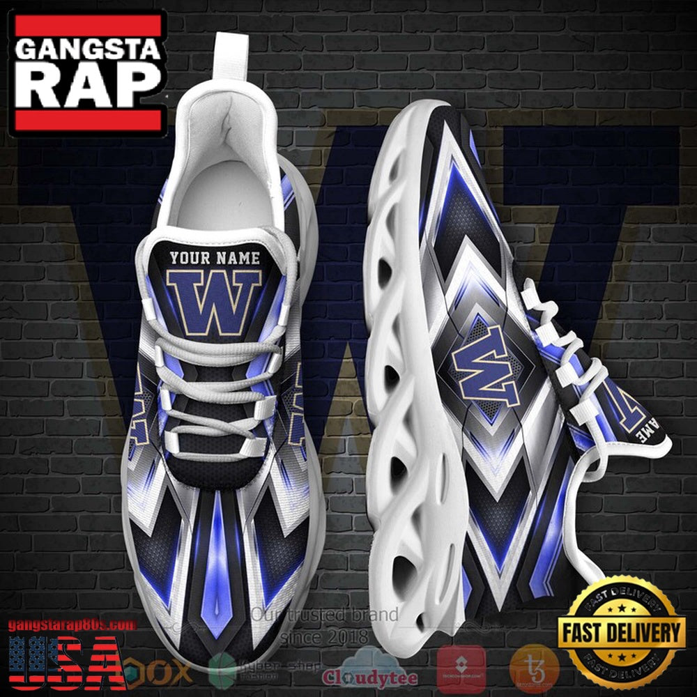 NCAA Washington Huskies Football Team Custom Name Clunky Unique Design Max Soul Shoes Running Sneakers
