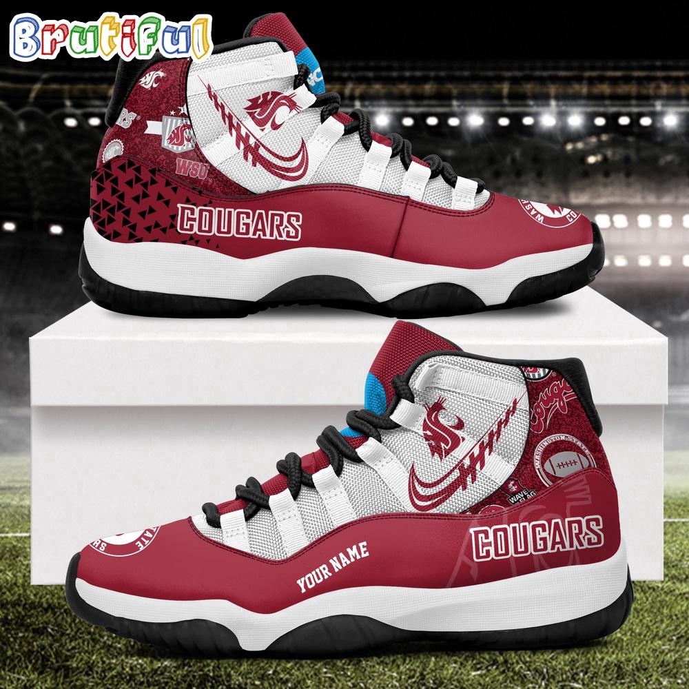 NCAA Washington State Cougars Sport Logo Team Personalized Air Jordan 11 Shoes