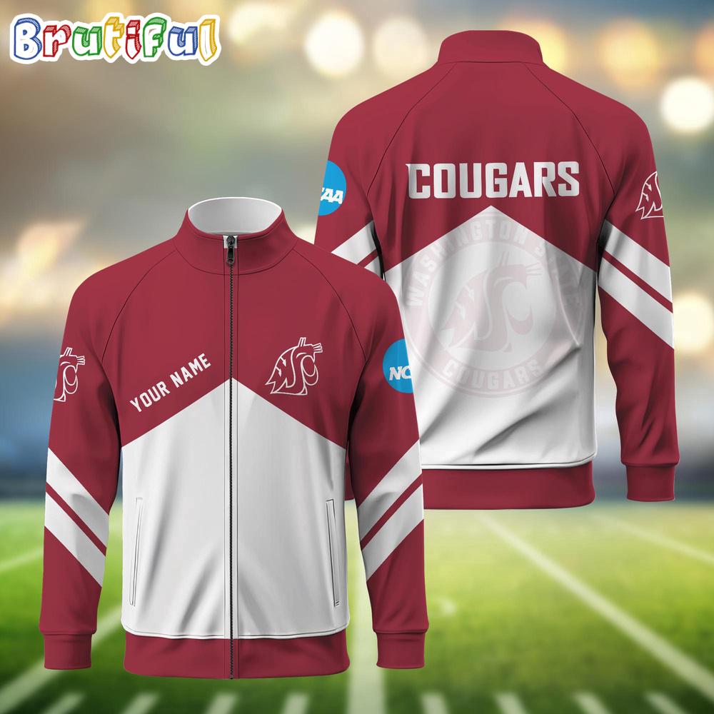 NCAA Washington State Cougars Sport Logo Team Personalized Standing Neck Zipper Jacket