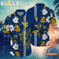NCAA West Virginia Mountaineers Flower Summer Aloha Button Hawaiian Shirt