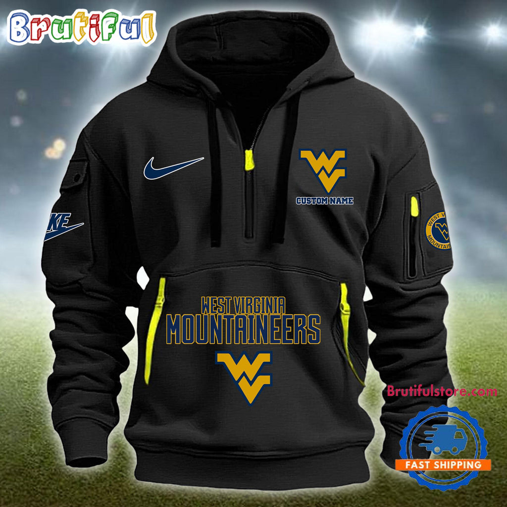 NCAA West Virginia Mountaineers Heavy Hoodie, Sporty Quarter Zip Hoodie