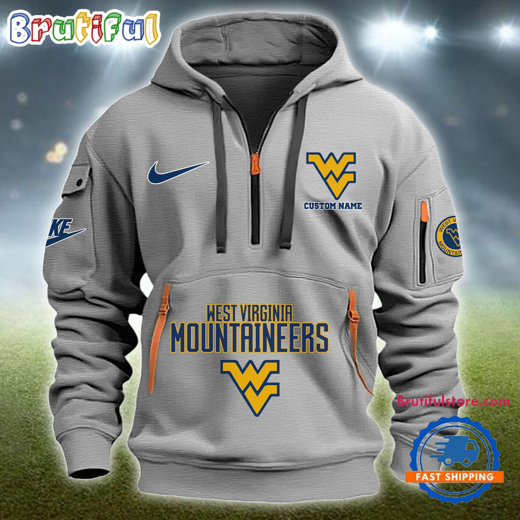 NCAA West Virginia Mountaineers Heavy Hoodie, Sporty Quarter Zip Hoodie