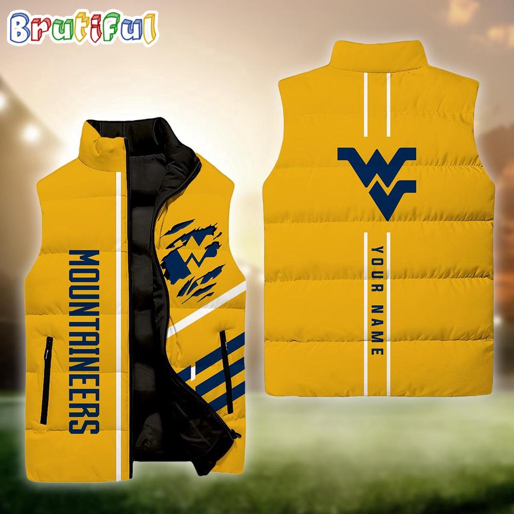 NCAA West Virginia Mountaineers Sport Team Personalized Sleeveless Down Puffer Jacket