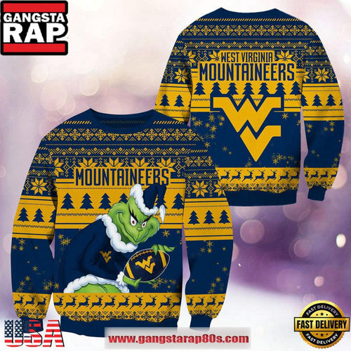 NCAA West Virginia Mountaineers x Grinch New Design Ugly Xmas Sweater