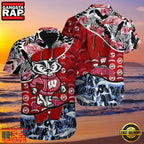 NCAA Wisconsin Badgers 3D Print Custom Name Hawaiian Shirt Cheap