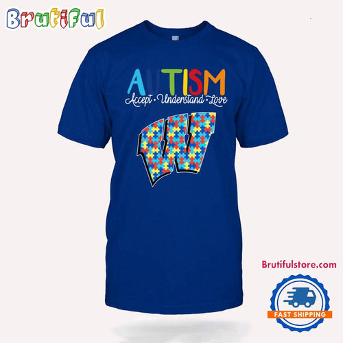 NCAA Wisconsin Badgers Autism Accept Understand Love T-Shirt