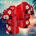 NCAA Wisconsin Badgers Flower Summer Aloha Button Hawaiian Shirt