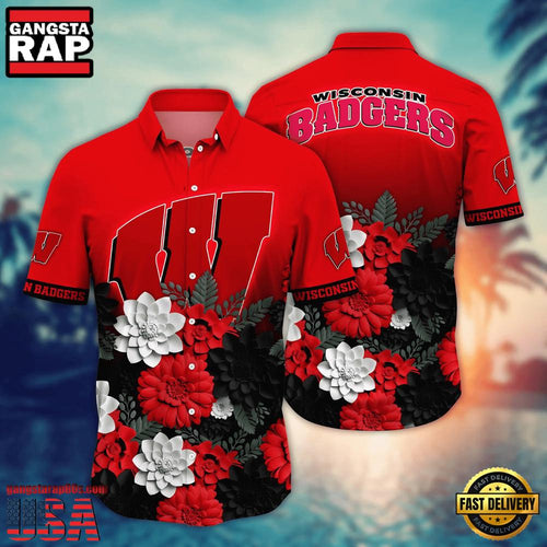 NCAA Wisconsin Badgers Hot Summer Aloha Hawaiian Shirt Hawaiian Shirt