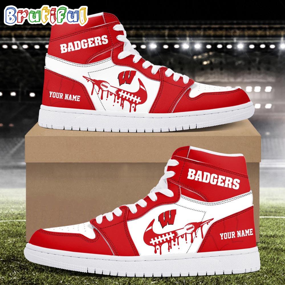 NCAA Wisconsin Badgers Sport Team Personalized Air Jordan 1 Hightop Shoes