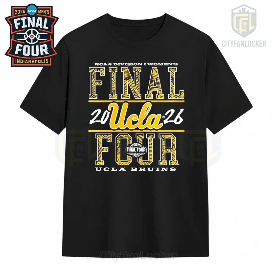 NCAA Women’s Final Four 2026 UCLA Bruins Commemorative Black T-Shirt