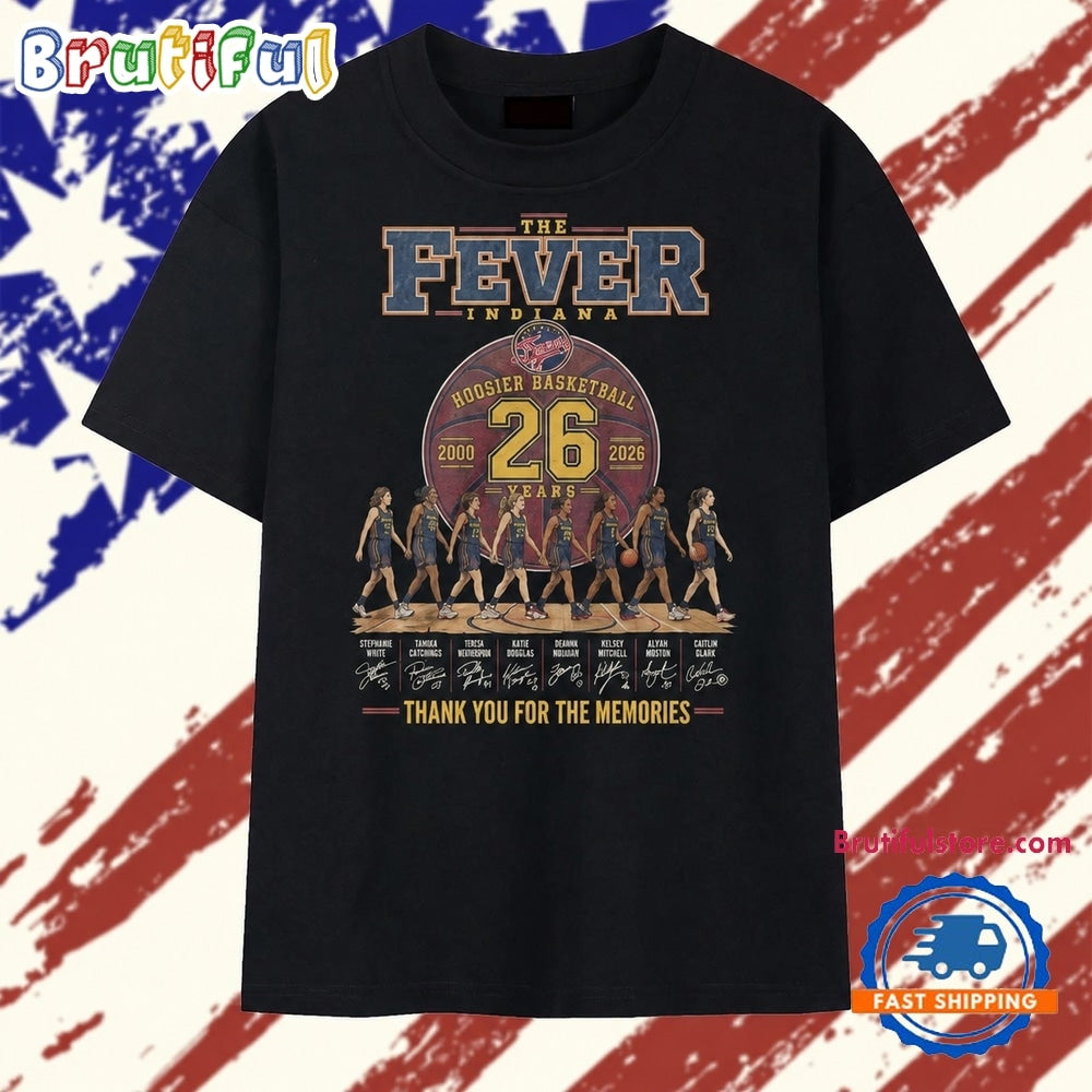 Indiana Fever 26 Years 2000 2026 Hoosier Basketball Signatures T Shirt