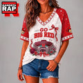 Nebraska Cornhuskers NCAA Floral Stadium Bow V Neck 3D T Shirt