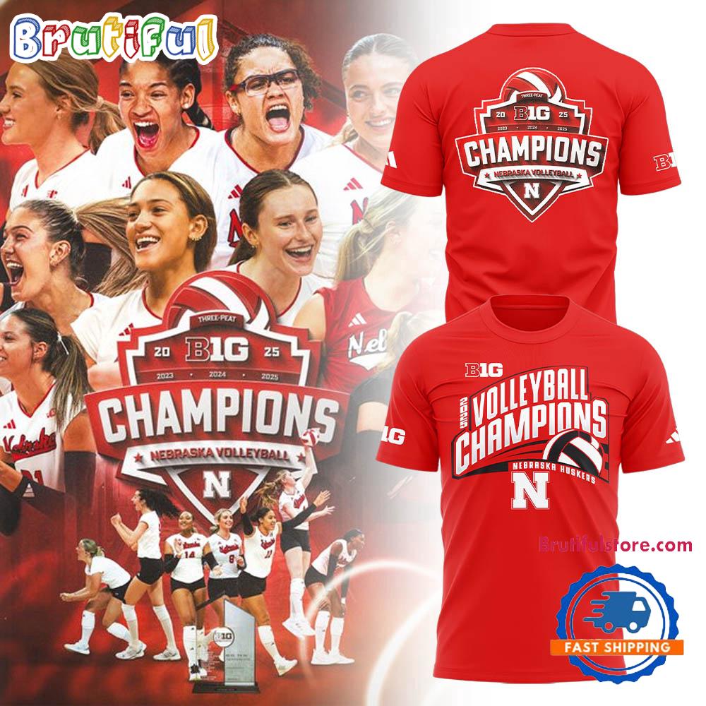 Nebraska Cornhuskers Volleyball 2025 Champions Limited Edition Red T Shirt