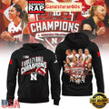 Nebraska Huskers 2025 Big 10 Women’s Volleyball Regular Season Champions Black Unisex Hoodie