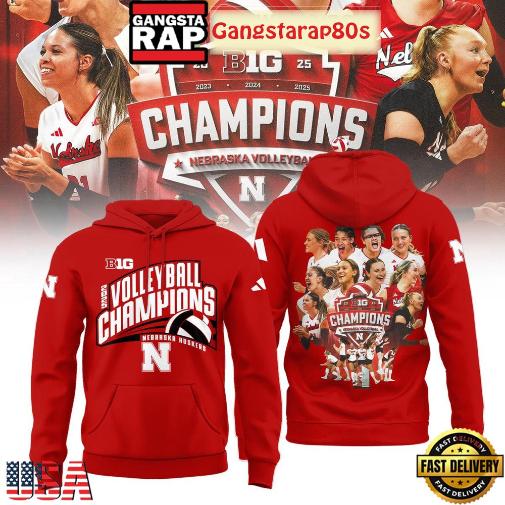 Nebraska Huskers 2025 Big 10 Women’s Volleyball Regular Season Champions Unisex Hoodie
