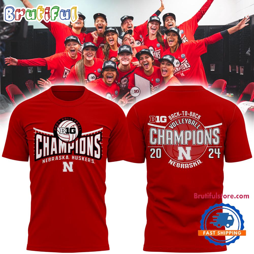Nebraska Huskers Back To Back Big Ten Women’s Volleyball Regular Season Champions Hoodie T-Shirt